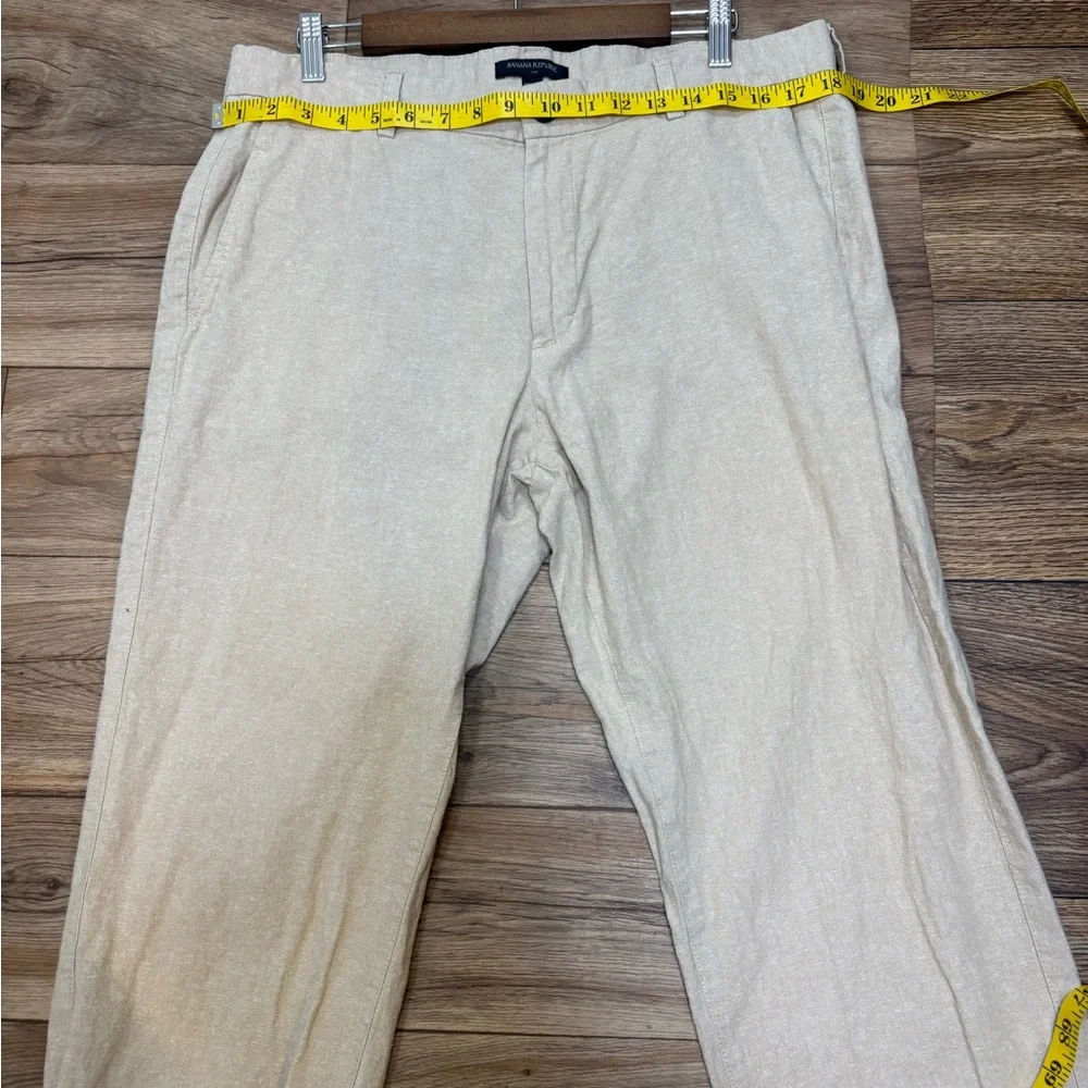 Banana Republic Linen Blend Pants Mens Khaki Coastal Casual RN54023. 36